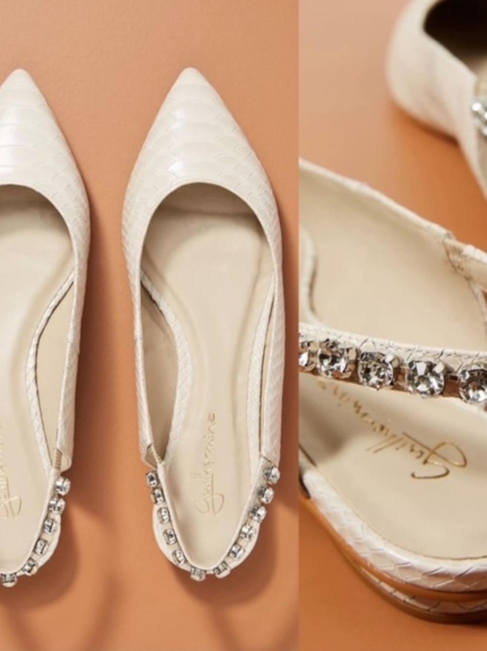 Guilhermina Anthropolgie Pointed Toe Embellished Slingback Flats